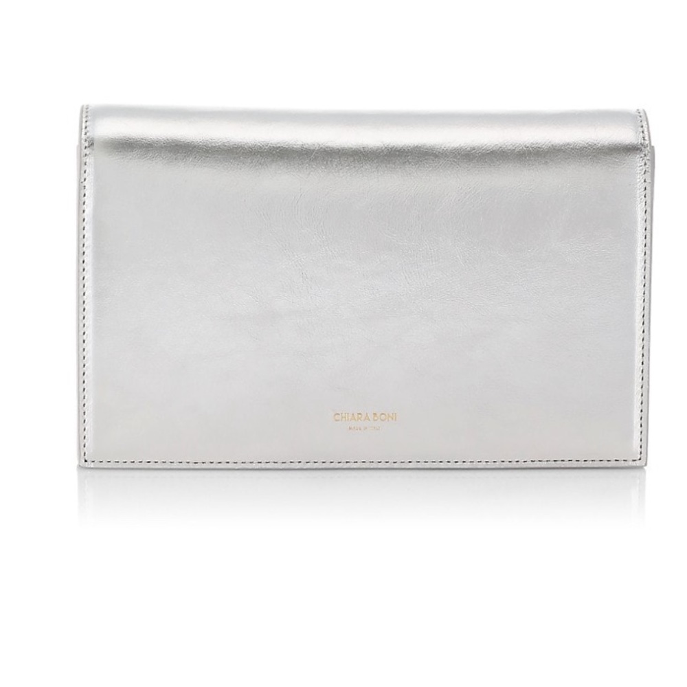 Chiara Boni Elena Laminato Metallic Leather Clutch